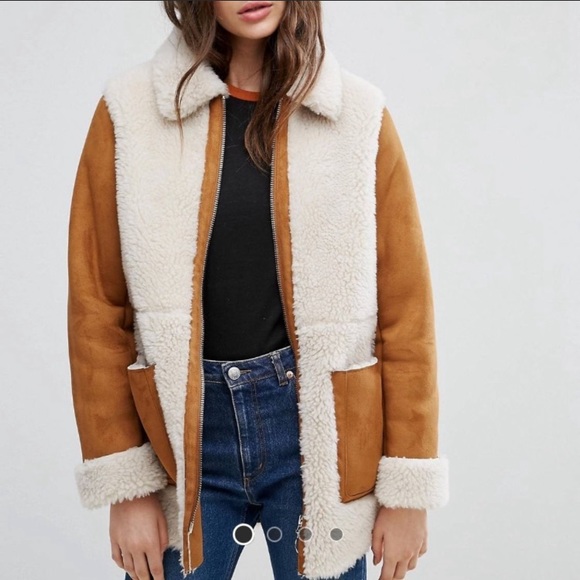 ASOS Jackets & Blazers - ASOS faux suede Sherpa winter jacket EUC size 4
